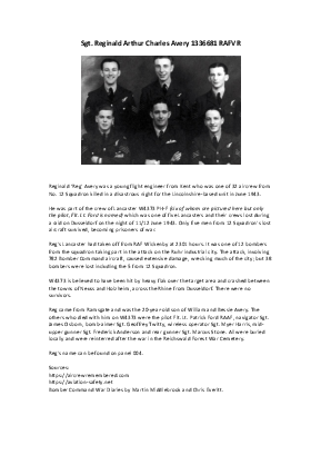 A preview of a PDF biography for Avery, Reginald Arthur Charles
